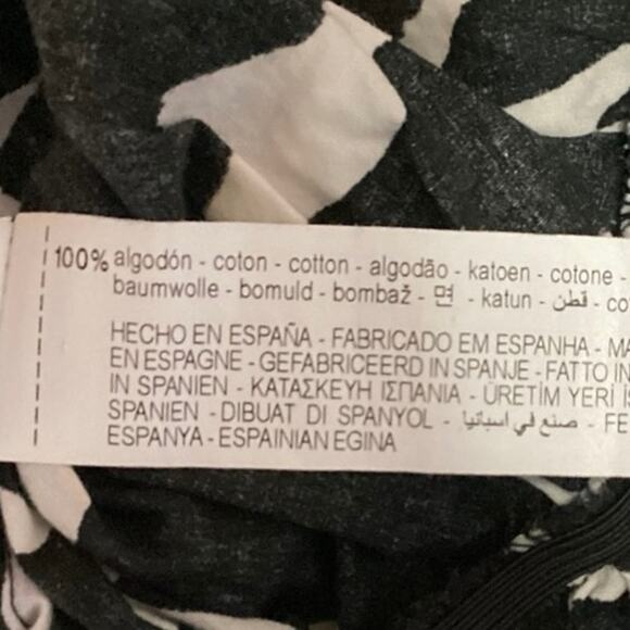 Zara Black White Animal Print V-Neck Short Sleeve Peplum Pullover Blouse Top M - Picture 4 of 4